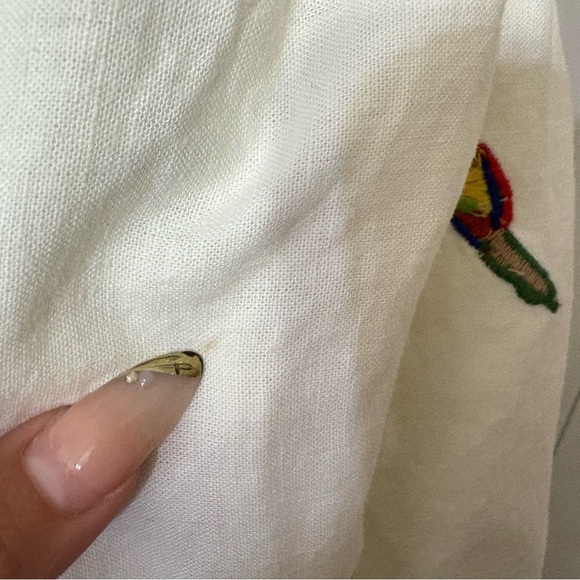 Farm Rio x Anthropologie Parrot Print Linen Tiered Mini Dress XL - Picture 7 of 15